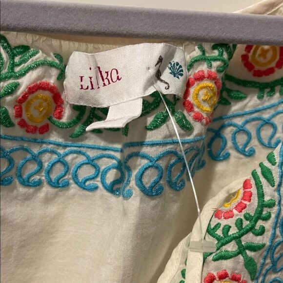 Embroidered Cream Swim  Cover up - Picture 4 of 6